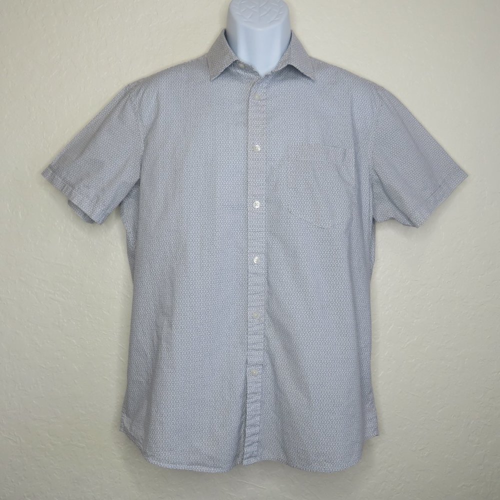 Apt.9* Men's Short Sleeve Button Down Curved Hem Chest Pocket BOHO Shirt~ Medium